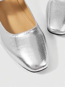 Sleekvia Women Shoes Spring And Autumn Fashion Word With Solid Color Without Decoration, Buckle Soft Bottom Flat Mary Jane Shoes, Party Commute Easy Travel - Silver - View 8