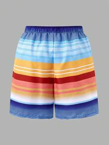 SHEIN 青少年男童休闲简约卡通游戏机图案宽松泳衣，适合夏季穿着 - 彩色 - 查看 4