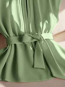 GlowEve CURVE Áo sơ mi mùa hè thanh lịch dành cho phụ nữ ngoại cỡ - Màu xanh Ô liu - Xem 5