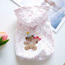 PETSIN 1 pieza Ropa para mascotas, Suéter con patrón de dibujos animados bordado lindo, Ropa universal de primavera para gatos y perros, Camiseta con capucha cómoda - Multicolor - Ver 20