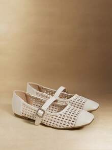 Rosivie 圣诞节休闲百搭透气舒适女式平底鞋 - 杏色 - 查看 2