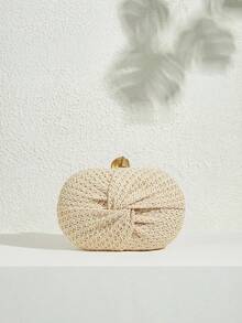 SHECARRY Túi cầm tay nữ, túi cói thời trang cho kỳ nghỉ. - Màu be - Xem 1