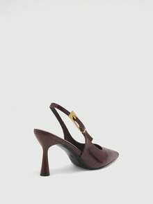 CUCCOO BIZCHIC Women Shoes Pointed Thin High Heel Brown Embossed Back Strap Buckle Women's High Heel Single Shoes Daily Comfort Fashion Empty Women's Shoes After Commuting Spring Shoes - coffee color - View 3