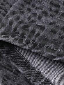 DAZY 女童豹纹牛仔裤 - 黑色 - 查看 3