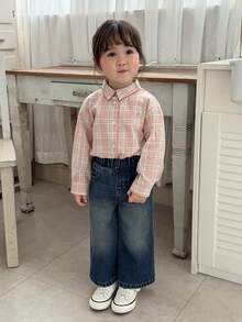 DAZY 女嬰休閒水洗寬鬆牛仔褲 幼兒 - 藍色 - 查看 6