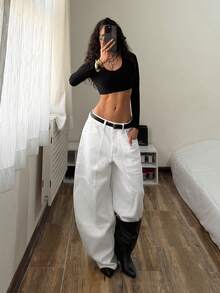 StreetHx Jeans blancos de talle bajo y desgastados de estilo casual y de moda - Blanco - Ver 3