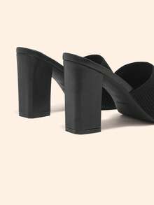 CUCCOO BASICS CUCCOO Minimalist Commuter Versatile Open Toe Mule High Heel Sandals For Christmas Spring Shoes - Black 3 - View 7