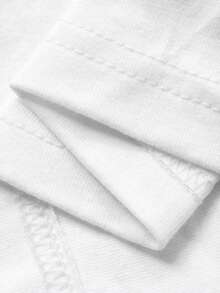 DAZY Teen Girl Letter & Building Print Loose Fit Asymmetrical Shoulder Short Sleeve T-Shirt Summer - White - View 5