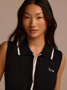 Fluxe Women's Letter Pattern Single-Breasted Casual Vest Cardigan - Black - View 6