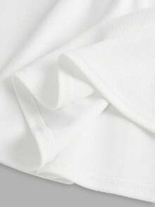 SHEIN Tween Girls' Fashionable Casual Versatile Solid Color Patchwork A-Line Skirt,Kids - White - View 4