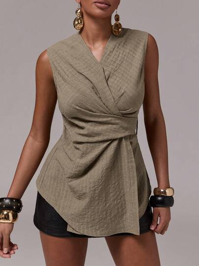 Normani Spring Summer Concert Outfits For Women Going Out Outfits Casual 2000s Y2k 90S Club Vintage Rave Outfits Festival Old Money Streetwear Easter St Patrick's Day Women Party Beach Wedding  Going Out Graduation Elegant Vacation Casual Festival Formal Irregular Textured Strappy Hemline Waist Slimming Top