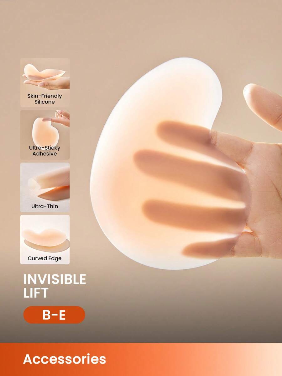 LUVLETTE Băng dán nâng ngực chống chảy xệ, vô hình, thân thiện với da, tự dính, thích hợp cho áo ngực cưới. - Vanilla - Xem 1
