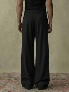 SWAVVY Men's Casual Loose Fit Cargo Pants, Versatile Daily Wear Men Wide Leg Pants Mens Pleated Suit Pants Baggy Dress Pants Men Loose Pants Black Linen Pants Men - Black - View 2