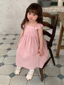 Dazy Kids 女婴/幼儿圆领荷叶边清新派对/生日连衣裙 - 粉色 - 查看 1