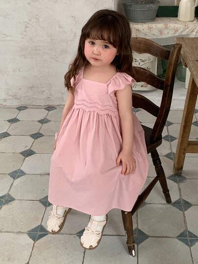 Dazy Kids 女婴/幼儿圆领荷叶边清新派对/生日连衣裙