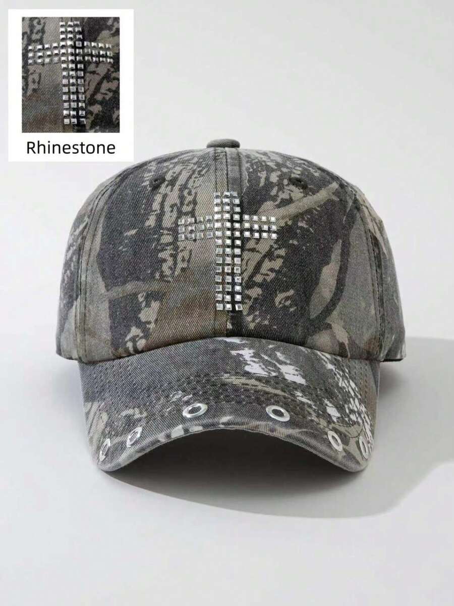 ROMWE Grunge Punk 1 Women's Camouflage Cross Air Eye Baseball Cap Outdoor Adjustable Cap - Multicolor 1 - View 1