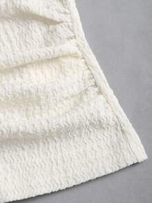 Sweetra Fashionable Sexy Oblique Shoulder Soft Apricot French Style Hollow Chest Design Sweet & Hot Fitted Summer Top, Textured Girly Style For Women - Apricot - View 4