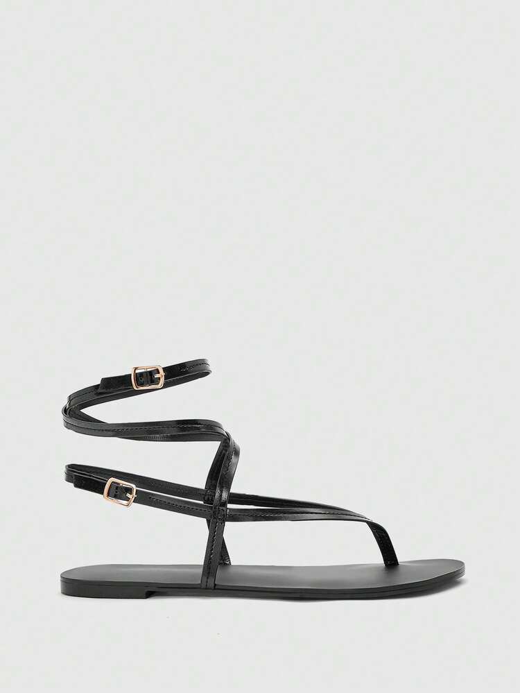 CUCCOO BIZCHIC Women's Square Toe Rhinestone Ankle Strap Sandals For Christmas