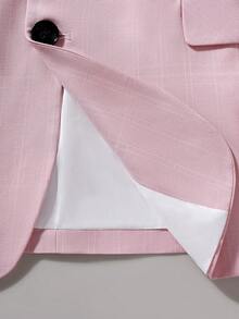 Manfinity Mode 男士条纹翻领长袖单排扣休闲西装外套 - 粉色 - 查看 3