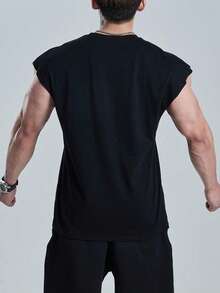 GymBeat 男士哥特风印花休闲运动背心，夏季 - 淺灰色 - 查看 2