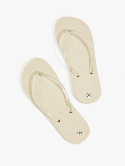 Grefit Women's EVA Material Waterproof Non-Slip Flip Flops, Solid Color Minimalist Design For Home, Vacation, Beach Beach Outfit