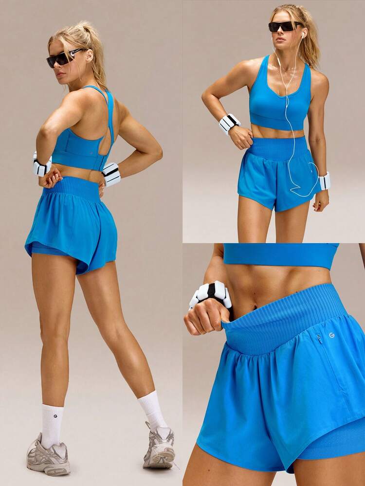 3'' VitalSwift Miles Ahead Lightweight Quick-Dry Stretchy Odor Control Seamless Fold-Over Waist Shorts Training Tennis Running Workout Gym Wear