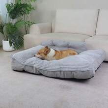 1 chiếc giường ngủ cỡ lớn cho thú cưng - Phù hợp với chó Golden Retriever cỡ lớn, thiết kế chống trượt, có thể tháo rời và giặt được, gối tựa bên hông nâng cao, sử dụng trong nhà, đồ dùng cho thú cưng. - Xám - Xem 3