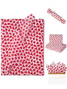 20/50pcs Valentine's Day Red Heart Shaped Wrapping Paper, Each Size 19.7*13.6 Inches, Suitable For Valentine's Day Gifts, Flowers, Gift Bags, Bottle Sleeves, Gift Boxes, Weddings, Anniversaries And Birthdays, Also For DIY Craft Gift Bags And Wedding Party Decorations. - red - View 1