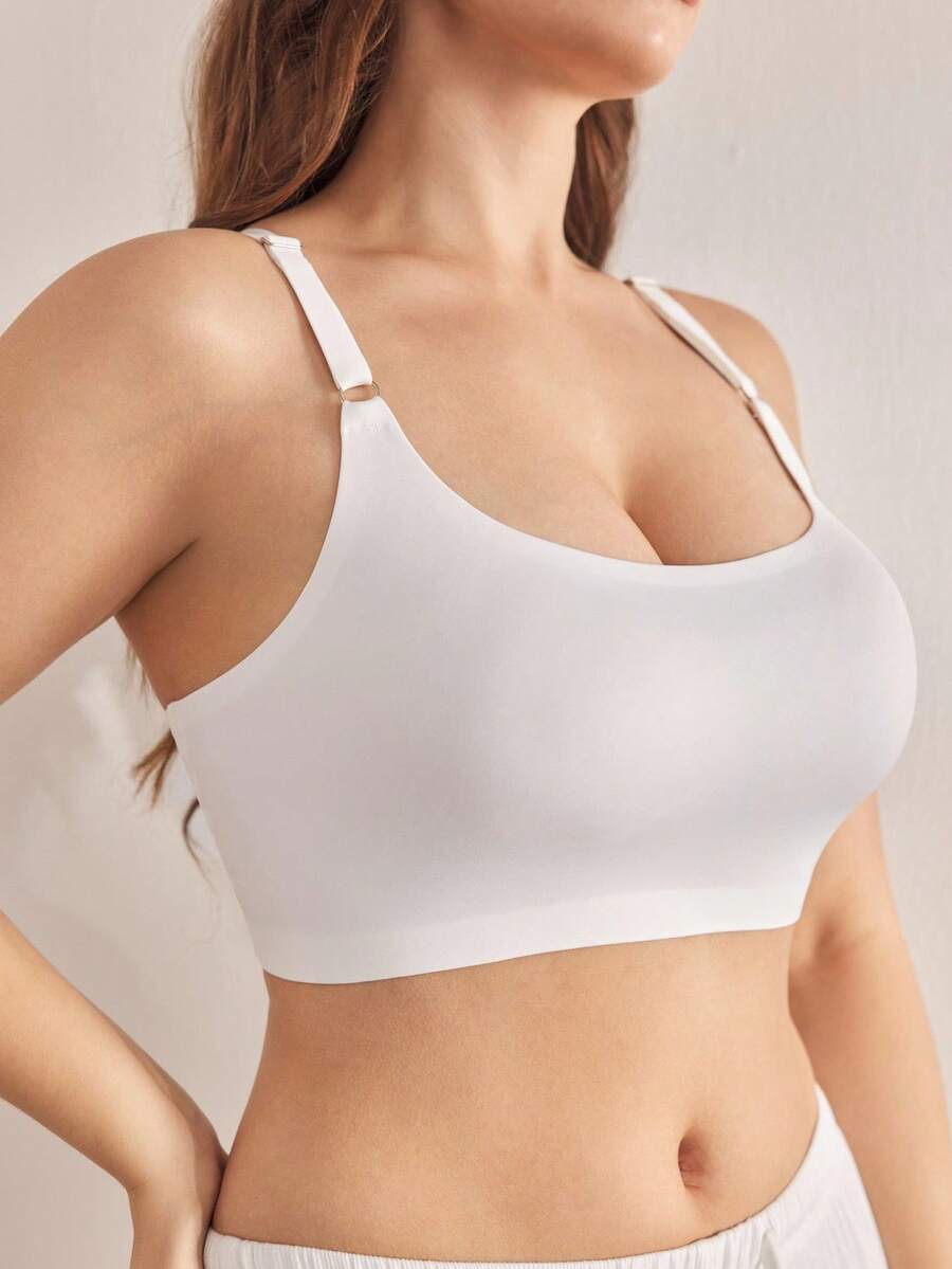 Ocili 1 pieza Sujetador inalámbrico sin costuras para talla grande - Blanco - Ver 1