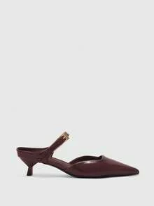 CUCCOO BIZCHIC Pointed Commuter Burgundy Kitten Shoes Ladies Versatile Daily Work High Heel Slippers Spring Shoes - Burgundy - View 2