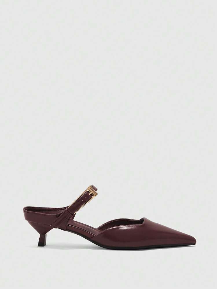 CUCCOO BIZCHIC Pointed Commuter Burgundy Kitten Shoes Ladies Versatile Daily Work High Heel Slippers Spring Shoes