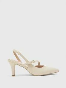 CUCCOO BIZCHIC Women's Pointed Toe Buckle Design Fashionable High Heels For Daily Wear - Apricot - View 2