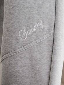 SWAVVY 男士抽绳腰带刺绣口袋休闲日常运动裤 - 灰色 - 查看 2