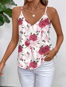 SHEIN Clasi 花卉印花女式吊带背心，适合夏季休闲穿着 - 彩色 - 查看 1