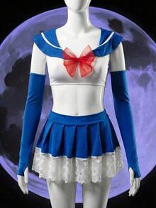 4pcs Sexy Milk Silk Pleated Lace Patchwork Women's Lingerie Set - Multicolor - View 6