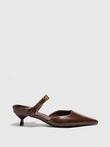 CUCCOO BIZCHIC Pointed Commuter Coffee Brown Kitten Heel Shoes Women Versatile Daily Work High Heel Slippers Spring Shoes - Coffee Brown - View 1