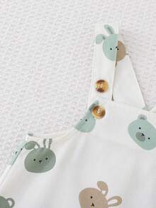 Cozy Pixies Bộ yếm và quần họa tiết gấu hoạt hình cho bé trai, kiểu dáng giản dị và đa năng. - Nhiều màu - Xem 4