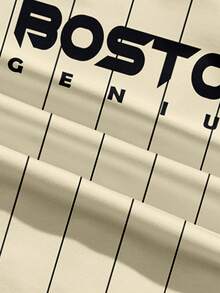 Attitoon Women's Letter & Stripe Print Long Sleeve Casual T-Shirt - White - View 7