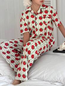 DAZY Conjunto de pijama de pantalón y manga corta con estampado completo para niñas preadolescentes, otoño - Multicolor - Ver 3