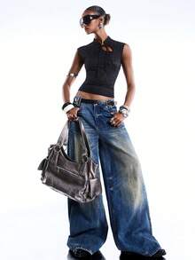 LYSMO Women's Plant Pattern Tie Collar Fitted Fashionable Blouse - Black - View 6