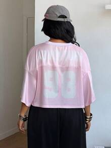 Coolane 女士加大码夏季街头风酷炫复古运动足球衫字母印花 Y2K 酷炫短款百搭T恤，锐舞上衣 - 粉色 - 查看 7