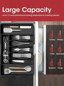 Adjustable Utensil Drawer Organizer - Expandable Tray For Cutlery, Knives & Spatulas, Kitchen & Dining Storage - Multicolor - View 9