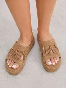 HighSole Women's Open Toe Flat Sandals Lightweight Breathable Daily Wear - Brown - View 5