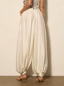 COSMINA 女士优雅灯笼裤，百搭休闲裤，适合通勤、办公、春季外出穿着 - 杏色 - 查看 2