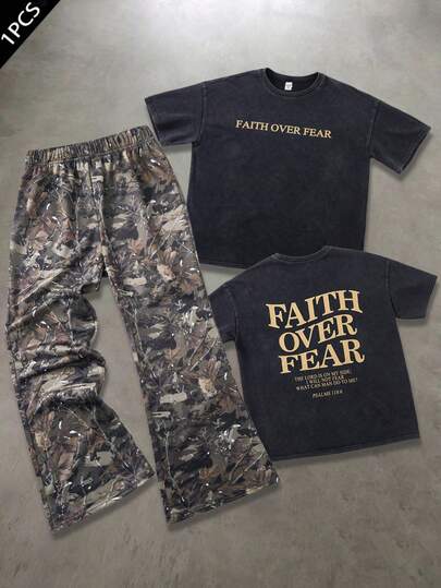 SHEIN Conjunto de top de manga corta y pantalones acampanados para adolescentes y jóvenes, estilo casual Y2K, ropa de calle punk rock para uso diario, fiestas, compuesto por camiseta estampada de manga corta y pantalones acampanados clásicos, adecuado para primavera/verano