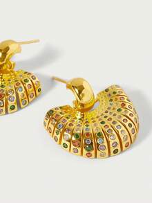Glisma Brincos femininos, sofisticados/clássicos/elegantes, banhados a ouro 18K, sensuais/vintage, para mãe/mulher/menina, verão/praia/baile/festa, em camadas/com pedras preciosas/com miçangas/com cristais - Cor - Ver 4
