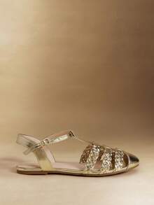 Rosivie Women's Fashionable Versatile Flat Sandals, Summer - Gold - View 2