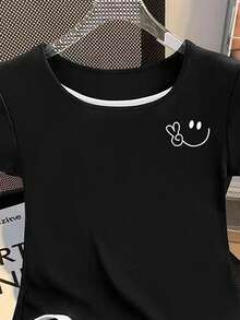 Resyla U-Neck Short Sleeve T-Shirt, New Spring/Summer 2 In 1 Design - Multicolor - View 3