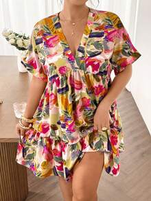 SHEIN Frenchy 大码休闲印花连衣裙 - 彩色 - 查看 6