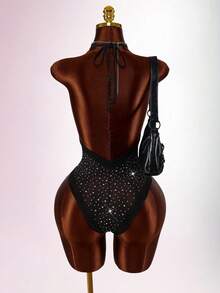 Amplova Women's Fashionable Sexy Backless Sleeveless Bodysuit - Black - View 4